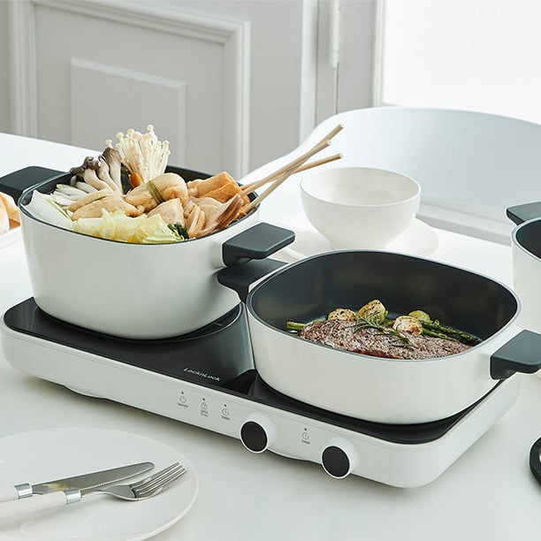 Bếp Điện Từ Đôi Locknlock Square Double Induction, 220240V, 50/60Hz, 1500W+1300W Màu Trắng - EJI326WHT, , large image number 6